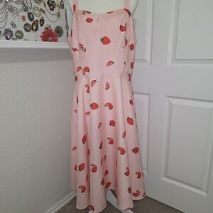Belle Poque Pink Strawberry Print Midi Dress 2XL